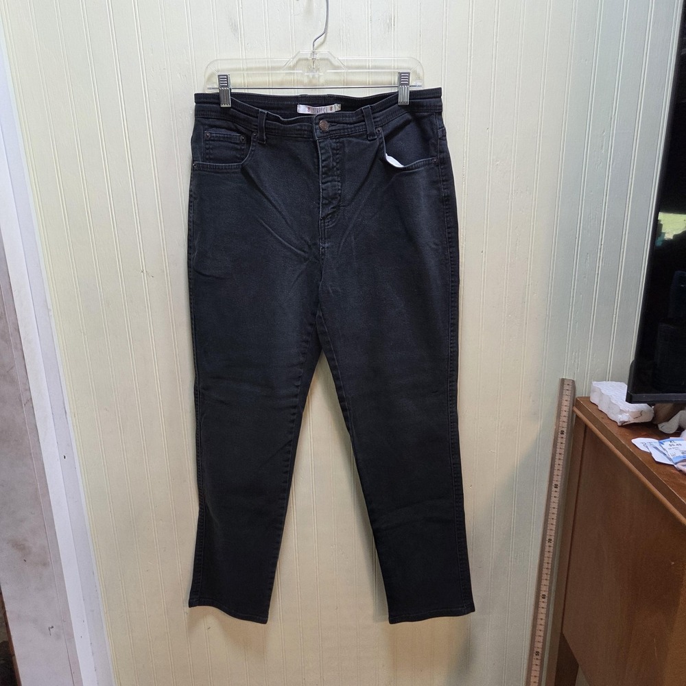 Bill‎ Blass Jeans Womens 12 Gray Charcoal Wash Straight Leg Stretch Denim Pants
